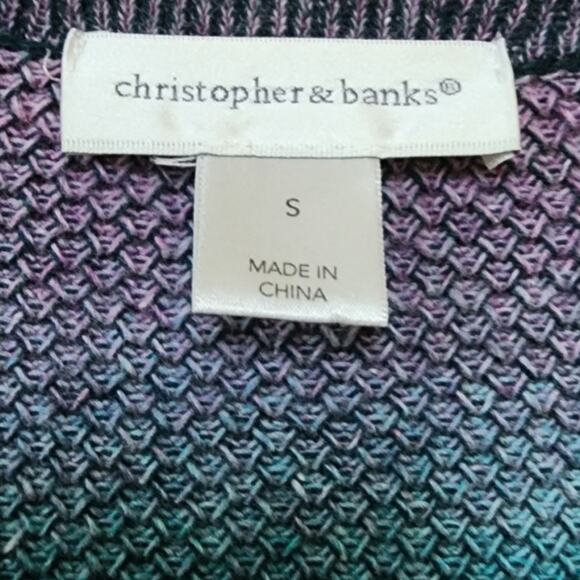 CJ Banks VTG  Multi Color Ombre Striped Sweater  Pearlized Buttons Womens  Small - Picture 7 of 10